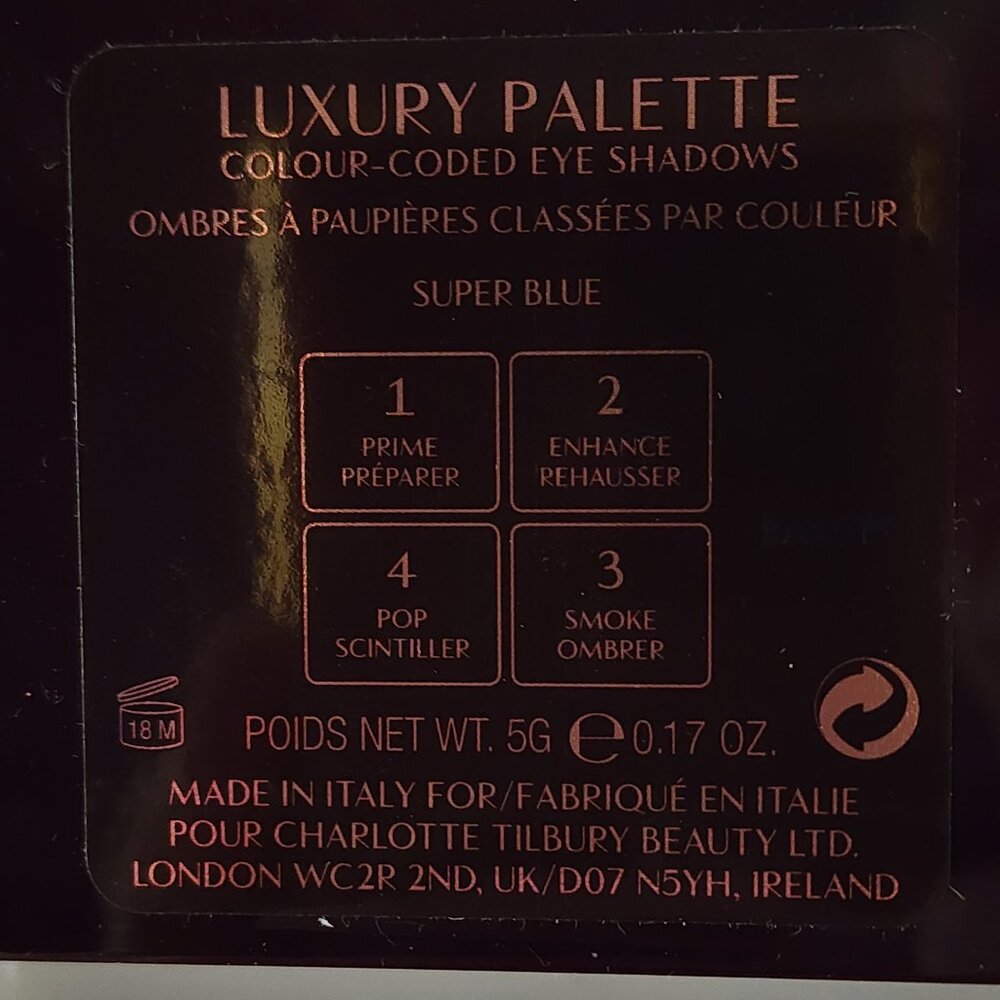 Charlotte Tilbury Luxury Palette Color Coded Eyeshadow Quad Super Blue Rare NIB - Picture 3 of 3